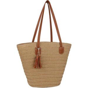 Straw Beach Bags for Women Summer Beach Tote Bag Woven Shoulder Handbag Purse